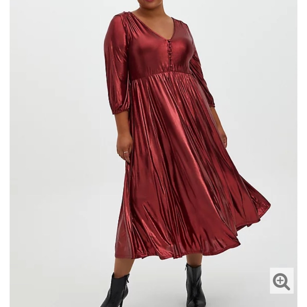Torrid Red Liquid Knit Tea Length Dress